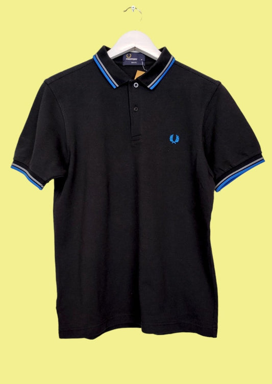 Ανδρική, Kοντομάνικη Μπλούζα -T-Shirt τύπου Polo FREDPERRY σε Μαύρο χρώμα (Small)