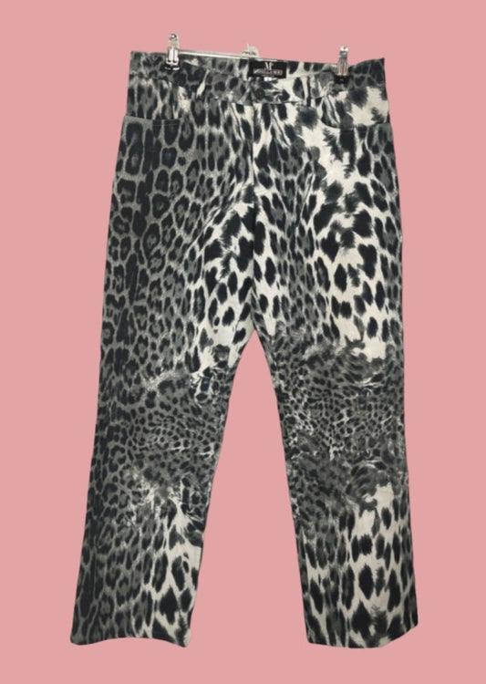 Ιταλικό, Animal Print Γυναικείο Παντελόνι MIRELLA MORI σε Γκρι Χρώμα (Small)