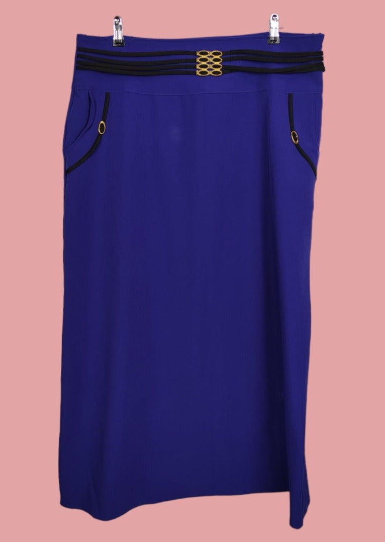 Vintage, Γυναικεία Φούστα Sara Midi σε Μπλε Χρώμα (Νο48 - 2XL)