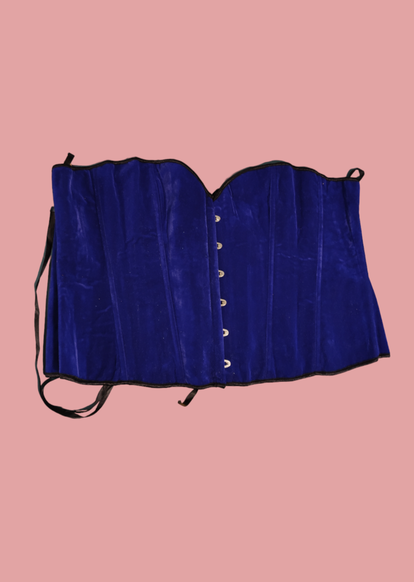 Vintage Style, Βελούδινος Κορσές σε Μπλε Ηλεκτρίκ χρώμα (Καλύπτει από 2XL-4XL)