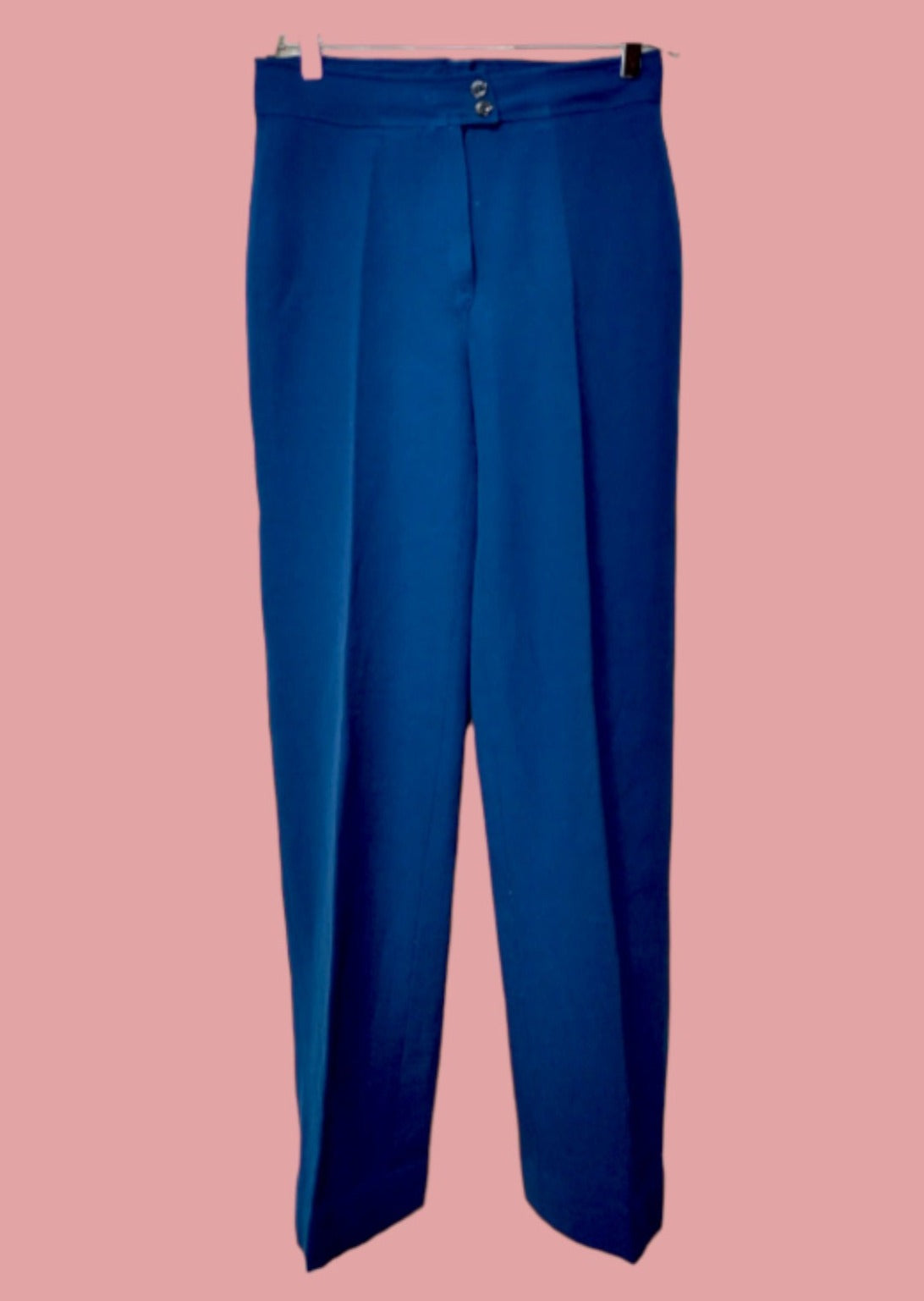 70' s, Vintage Μάλλινο Γυναικείο Παντελόνι σε Μπλε Indigo Χρώμα (Small)