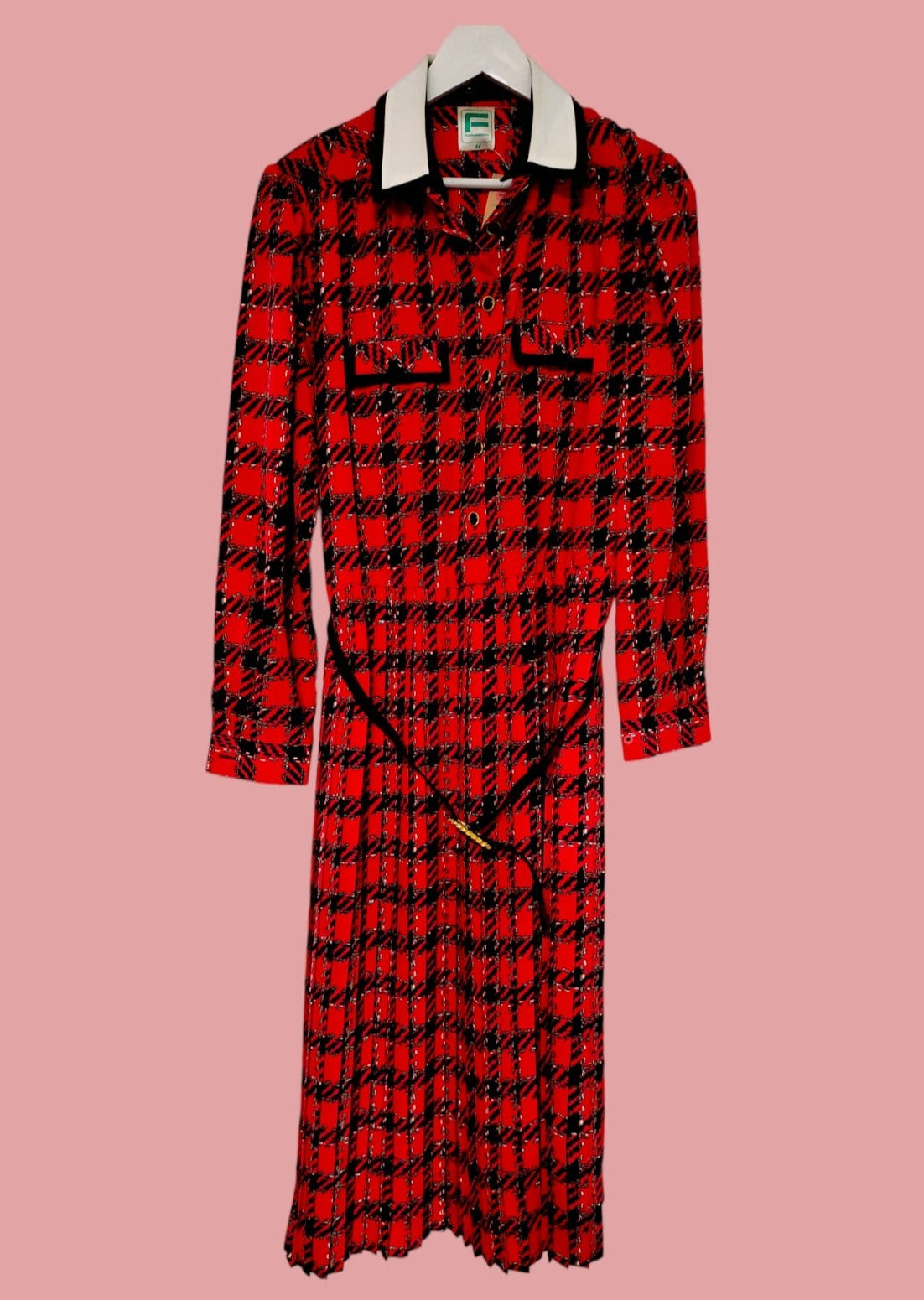 Vintage, Πλισέ Φόρεμα FRANKENWALDER σε Κόκκινο χρώμα (Large)