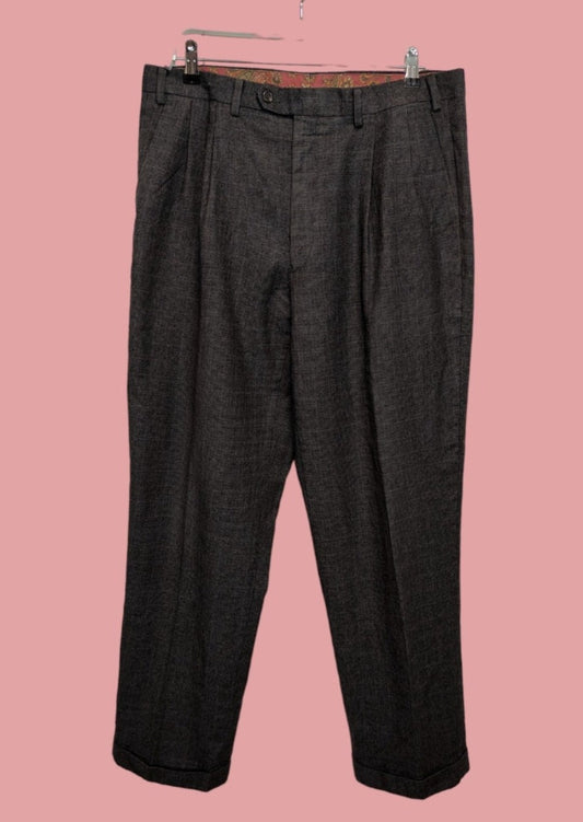 Vintage, Μάλλινο Aνδρικό Παντελόνι RALPH LAUREN σε Γκρι-Καφέ χρώμα (No 36)