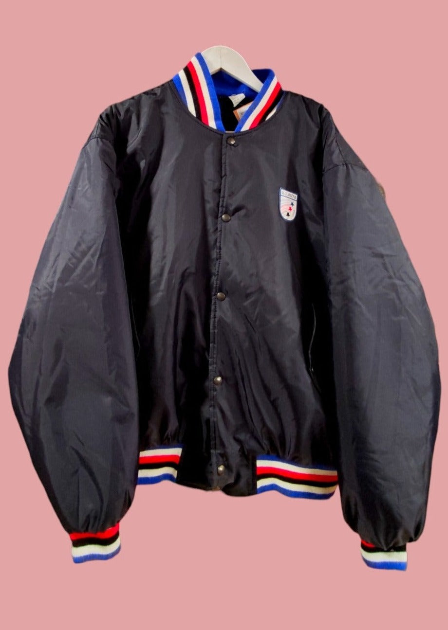 Ιταλικό, Ανδρικό, Shiny Baseball Jacket σε Σκούρο Μπλε χρώμα (Medium)