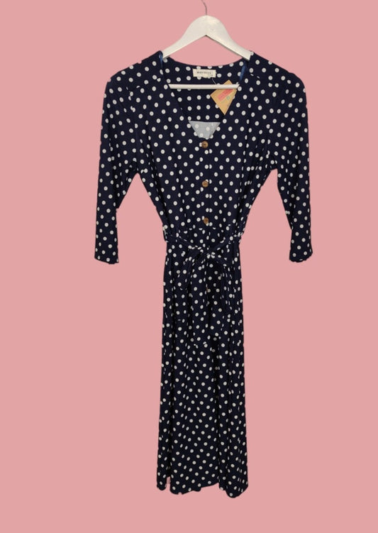 Midi, Πουά Φόρεμα MONTEAU LOS ANGELES σε Σκούρο Μπλε χρώμα (S/M)