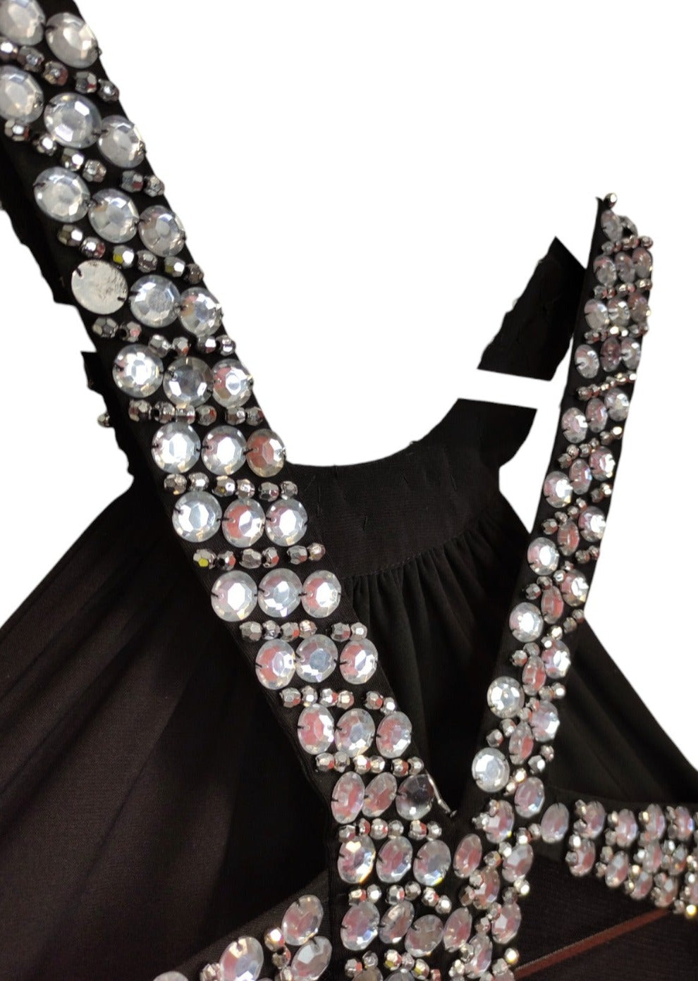 Vintage, Maxi, Αμπιγιέ Φόρεμα με Τρουκς σε Μαύρο χρώμα (Medium)