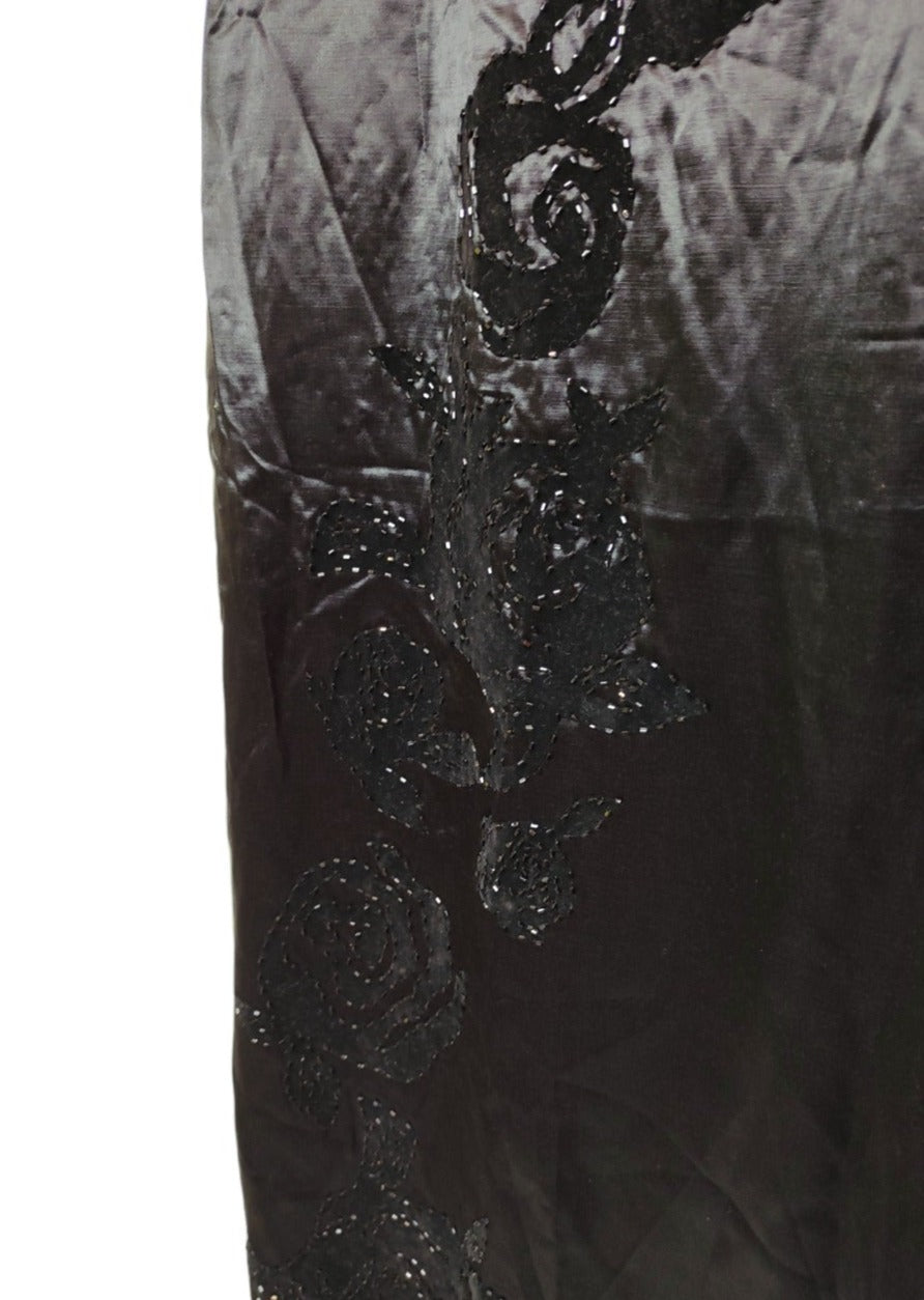 Vintage, Maxi, Σατέν, Βραδινό Φόρεμα MINUET σε Μαύρο Χρώμα (Medium)