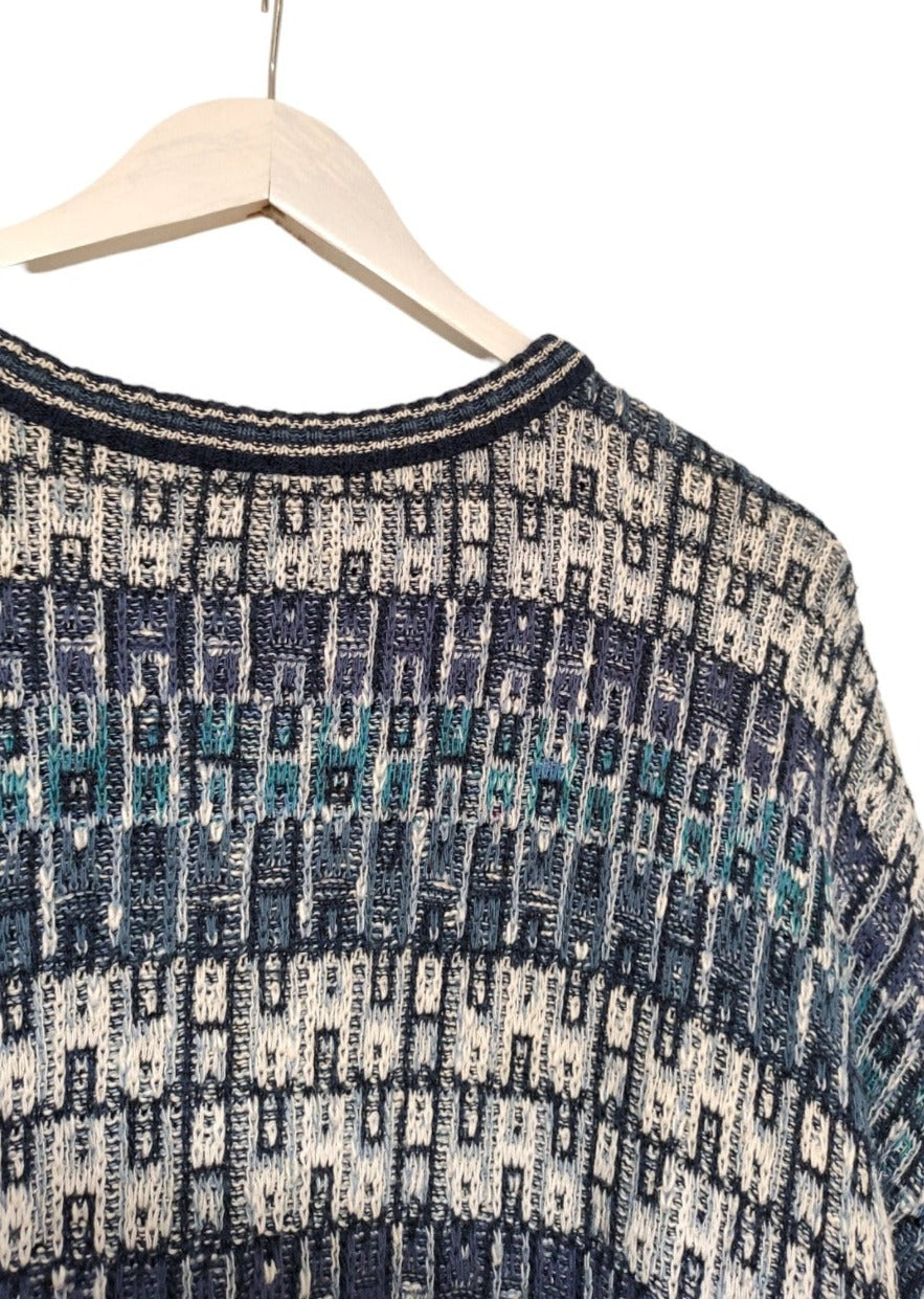 Vintage, Oversized, Πλεκτή Ανδρική Μπλούζα/Πουλόβερ FLORENCE TRICOT σε Μπλε χρώματα (Large)