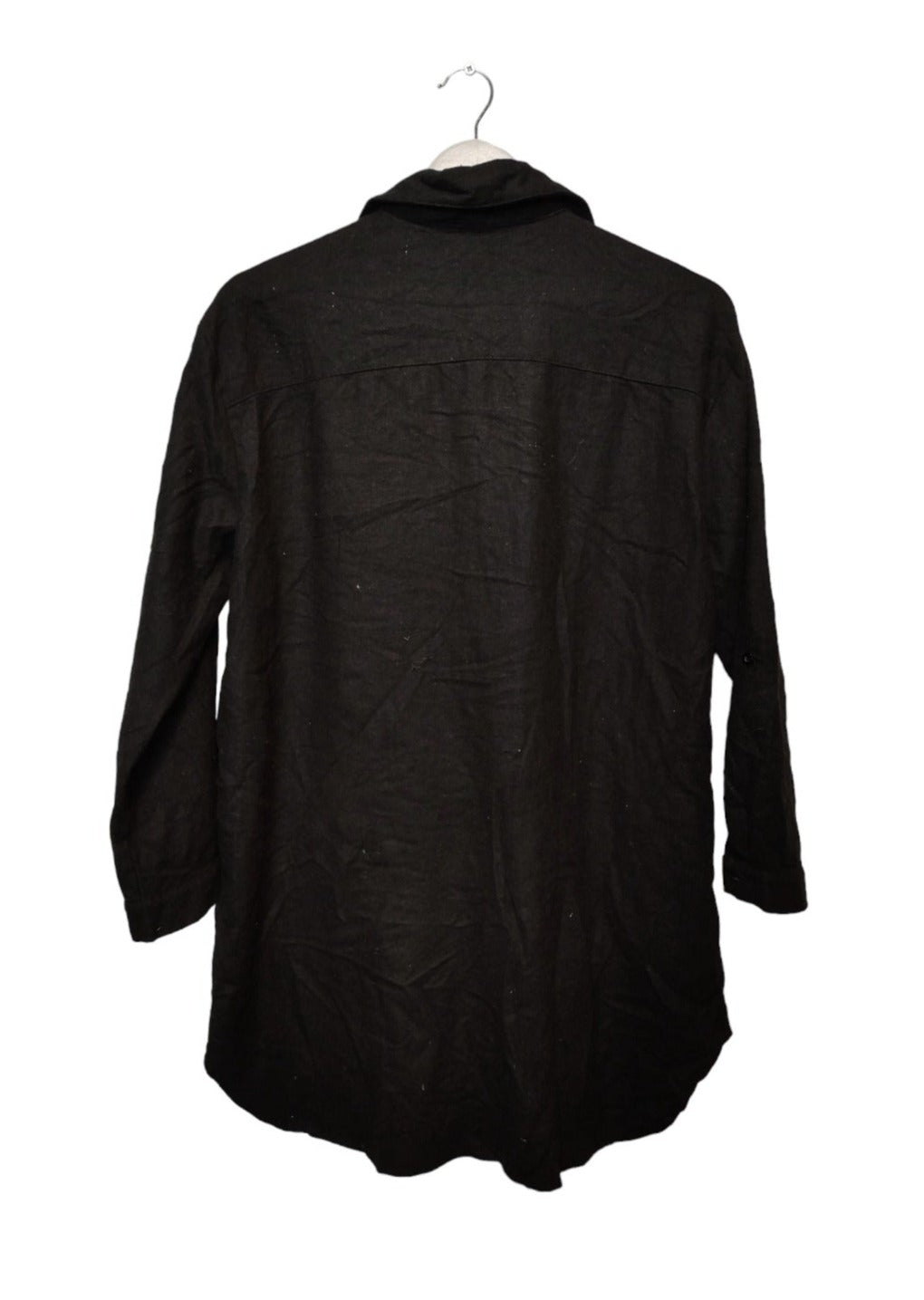 Μακρύ, Χονδρό Γυναικείο Πουκάμισο - Flannel GUSTA σε Μαύρο χρώμα (M/L)