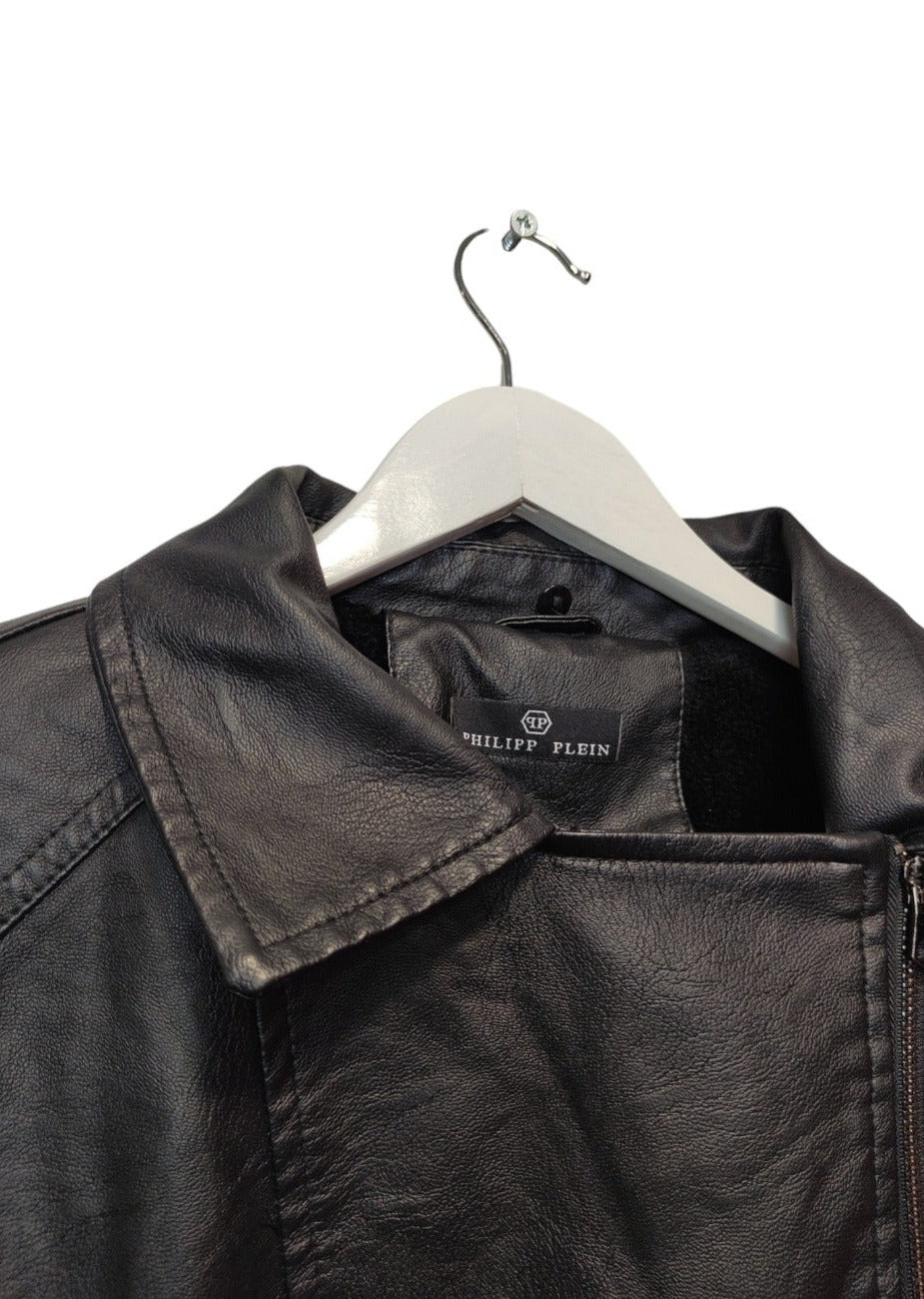 Premium Branded, Γυναικείο, Ενισχυμένο Μπουφάν Δερματίνης σε Μαύρο χρώμα (Medium)