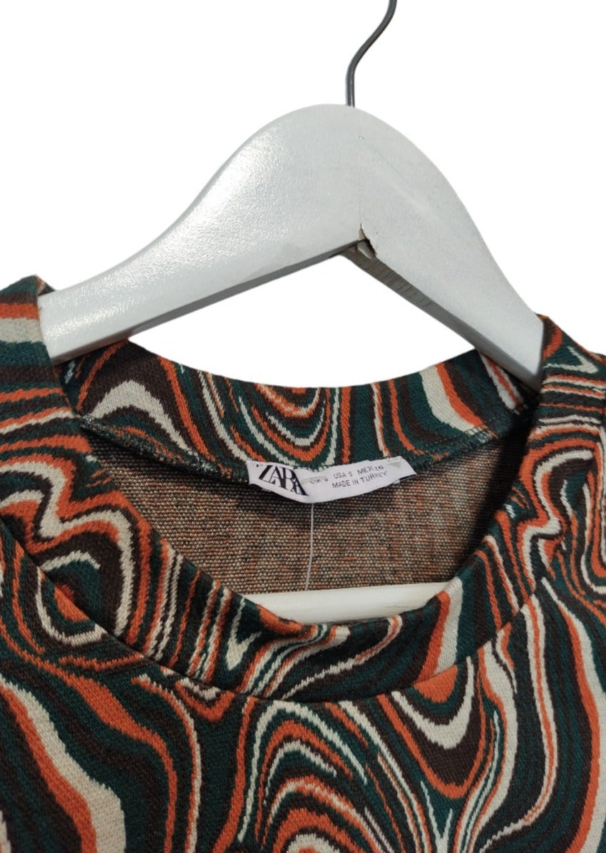 Vintage Style, Branded, Πλεκτή Γυναικεία Μπλούζα/Πουλόβερ σε Λαδί - Πορτοκαλί χρώμα (M/L)