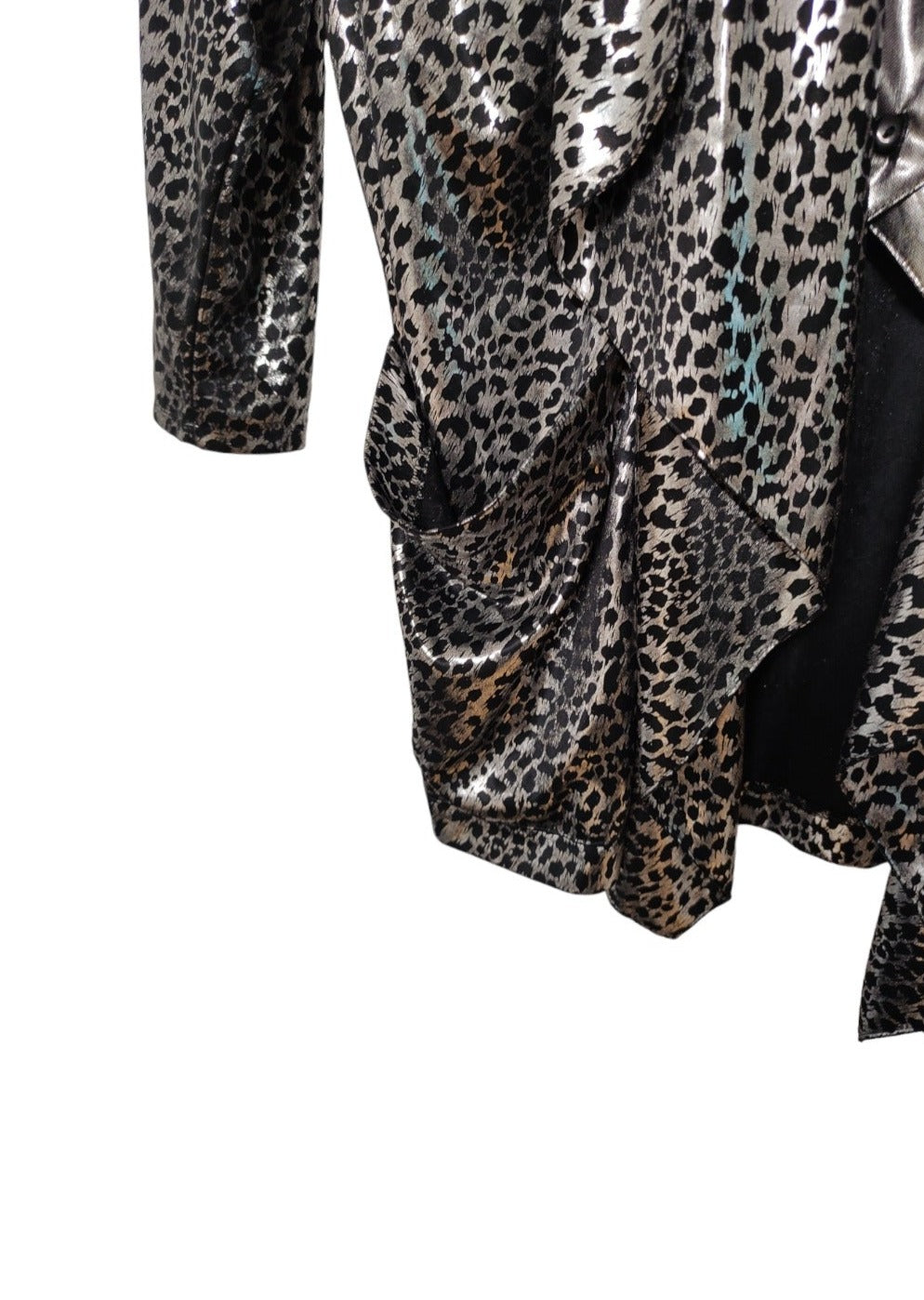 Vintage, Lurex, Γυναικεία Μπλούζα JOY σε Ασημι-Μαύρο χρώμα (XL)