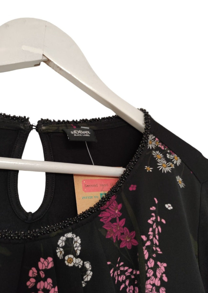Φλοράλ Γυναικεία Μπλούζα S. OLIVER σε Μαύρο χρώμα (Large)