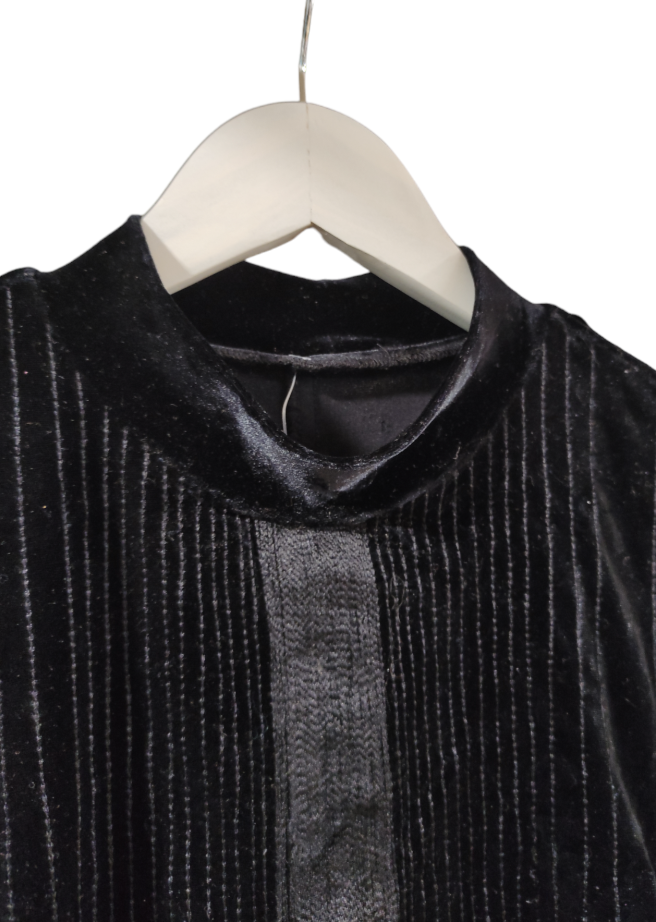 Vintage, Βελούδινη Γυναικεία Μπλούζα σε Μαύρο χρώμα (Medium)