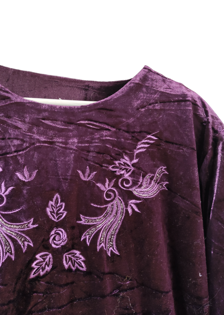 Vintage, Βελούδινη Γυναικεία Μπλούζα NEW FASHION σε Μωβ χρώμα (Medium)