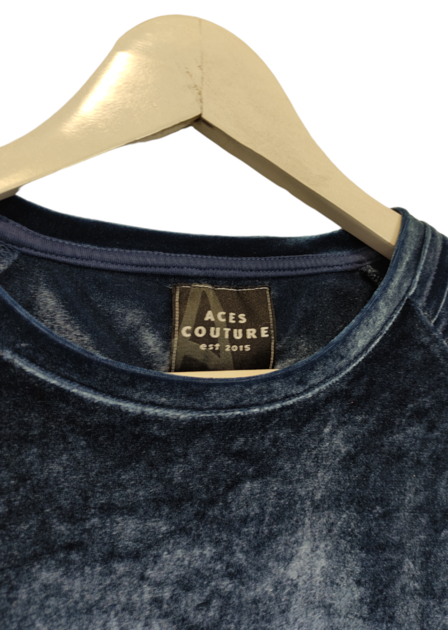 Σπορ, Βελούδινη Ανδρική Μπλούζα ACES COUTURE σε Πετρόλ χρώμα (Small)