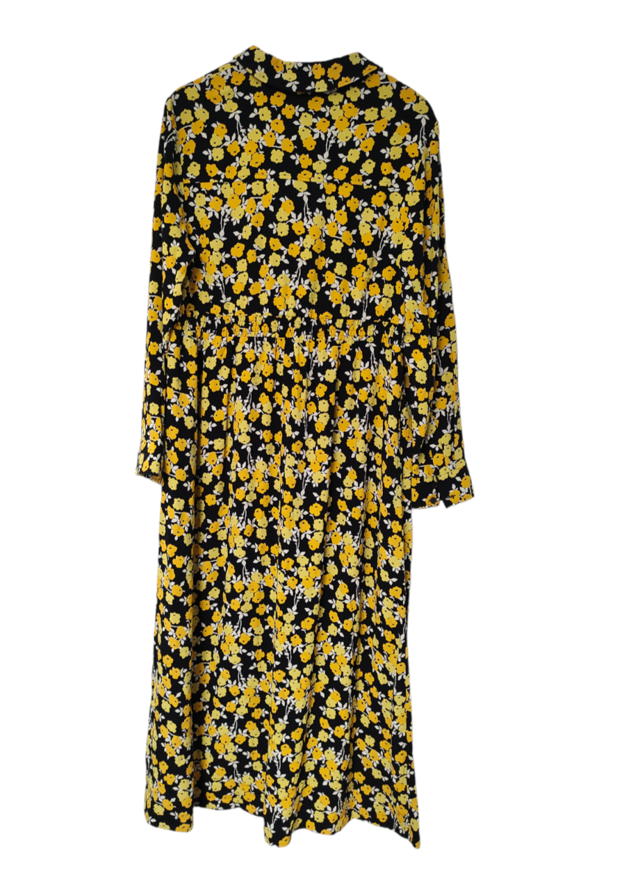 Maxi, Φλοράλ Φόρεμα/Σεμιζιέ BODEN σε Μαύρο-Κίτρινο Χρώμα (M/L)