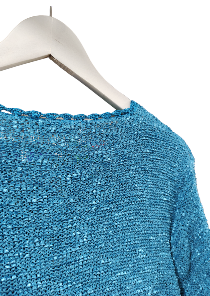 Stock Γυναικεία, Πλεκτή Μπλούζα  BM COLLETION  σε Γαλάζιο-Πετρόλ Χρώμα (Large)
