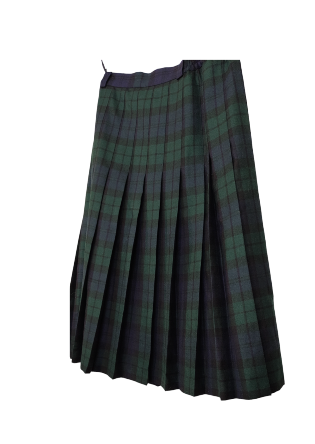 Vintage, Καρό Φούστα LADY H. σε Σκούρο Μπλε-Πράσινο χρώμα (Medium)