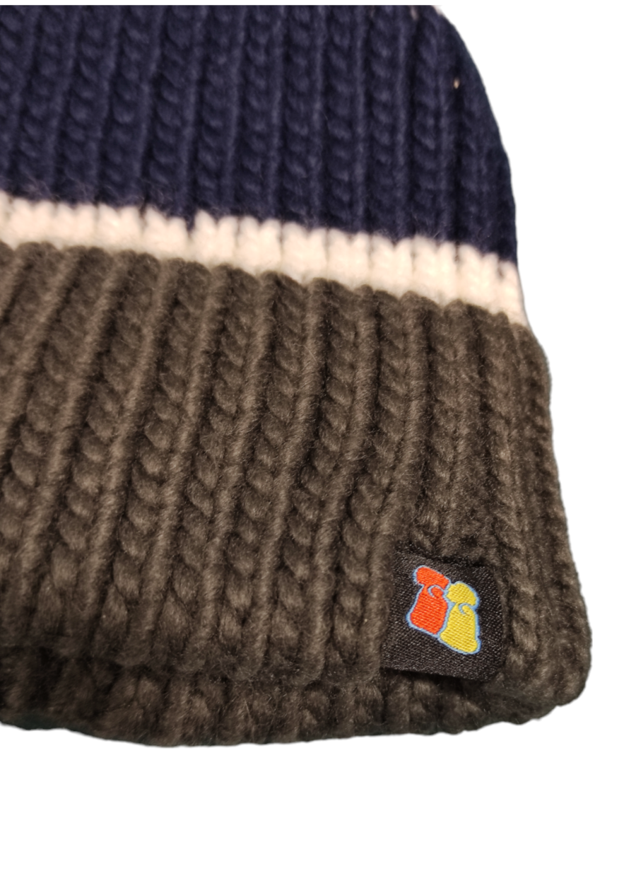 Stock, Γυναικείος Πλεκτός Σκούφος BIG BOBBLE HATS σε Γκρι-Μπλε χρώμα