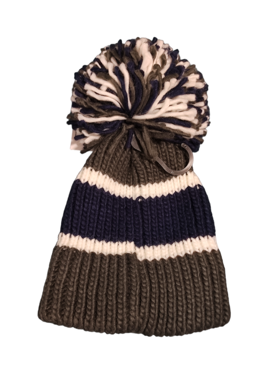 Stock, Γυναικείος Πλεκτός Σκούφος BIG BOBBLE HATS σε Γκρι-Μπλε χρώμα