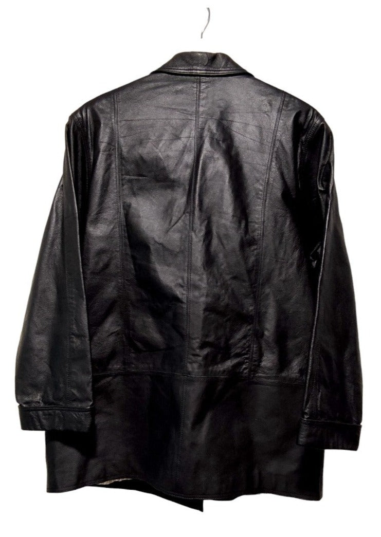 Vintage, 80's, Γυναικείο, Δερμάτινο Τζάκετ σε Μαύρο χρώμα (Large)