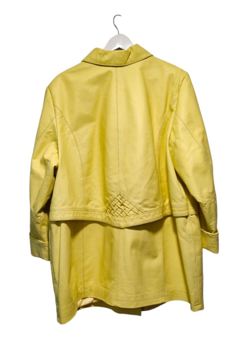 Vintage, Γυναικείο, Δερμάτινο Ημίπαλτο σε Έντονο Κίτρινο χρώμα (XL)