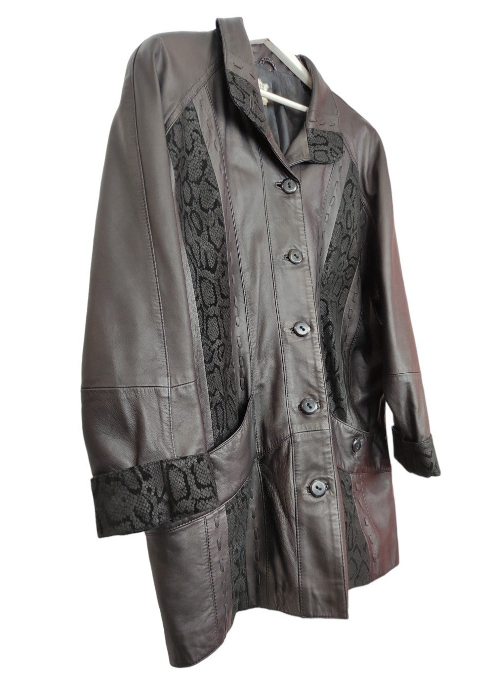 Vintage, Γυναικείο, Δερμάτινο Παλτό σε Μαύρο χρώμα (Large)