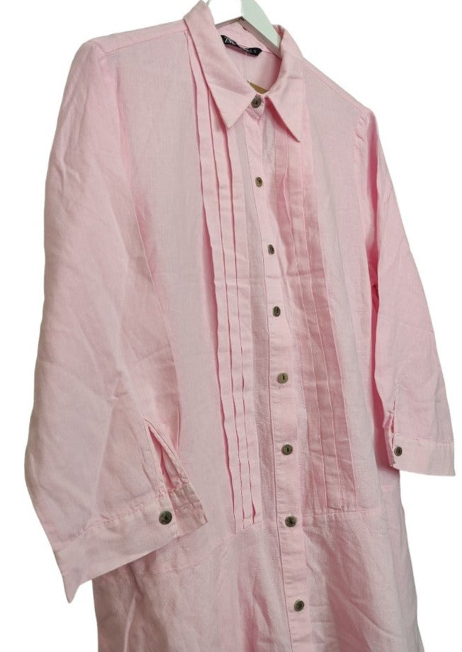 Γυναικεία Πουκαμίσα/Μίνι Φόρεμα σε Ροζ χρώμα (L/XL)