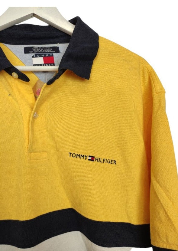 Ανδρική Μπλούζα - T-Shirt τύπου Polo TOMMY HILFIGER σε Κίτρινο & Μαύρο Χρώμα (XL)