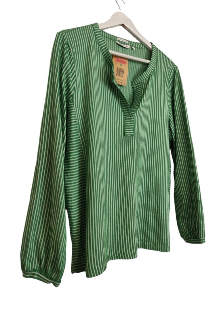 Ριγέ Γυναικεία Μπλούζα TOM TAILOR σε Πράσινο - Λευκό χρώμα (Large)