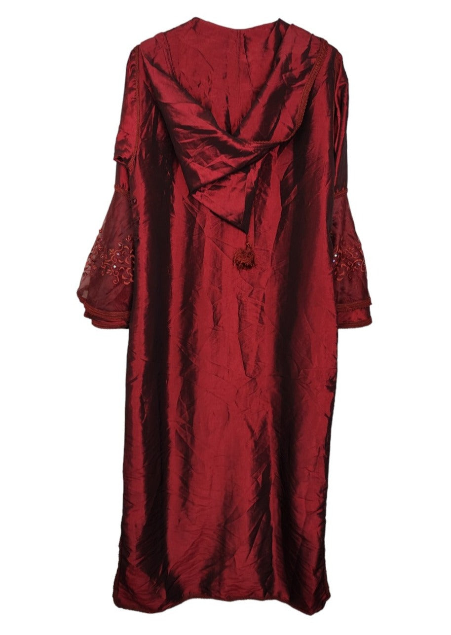 Έθνικ, Vintage Φόρεμα/Καφτάνι σε Γυαλιστερό, Σκούρο Κεραμιδί Χρώμα (Medium)