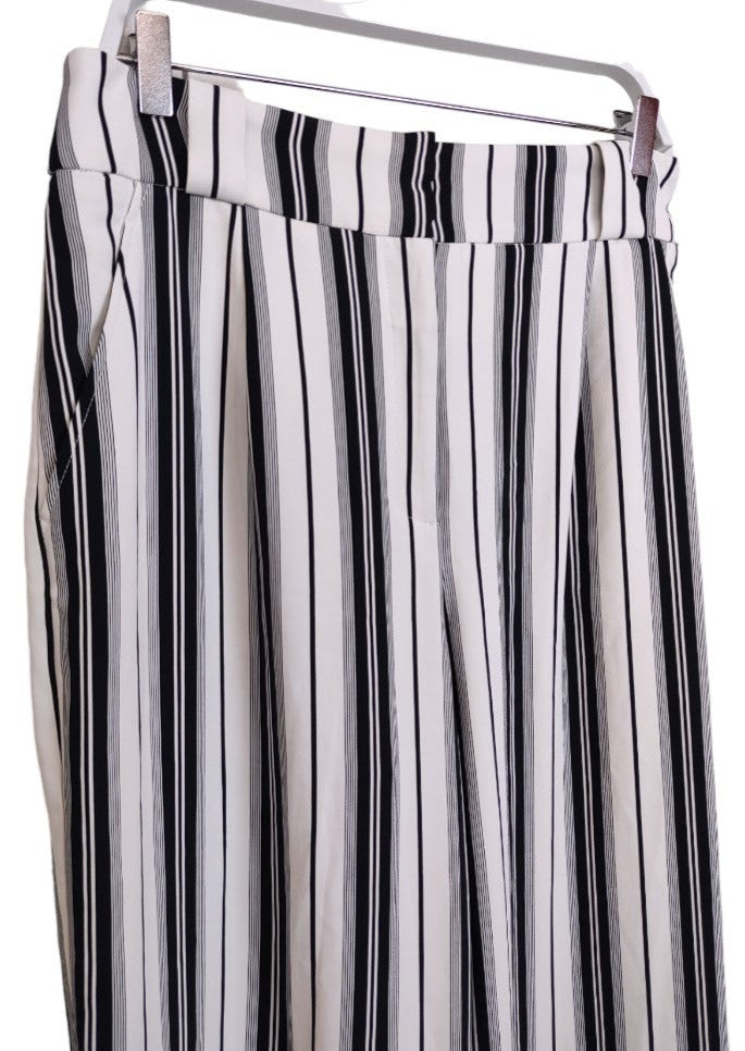 Γυναικεία, Ριγέ Παντελόνα H&M σε Λευκό Χρώμα (Large)