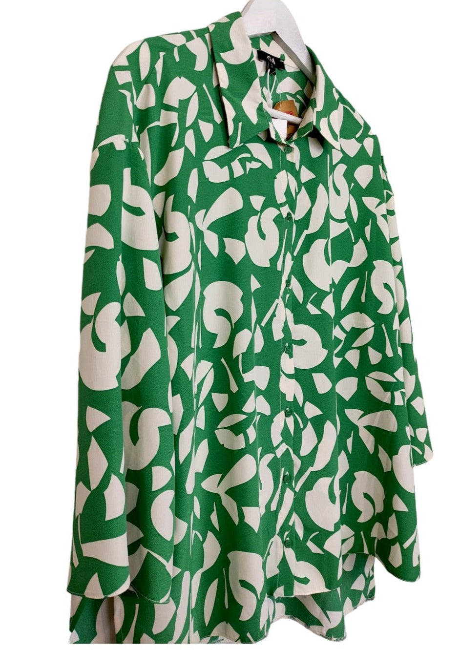 Stock, Εμπριμέ Γυναικεία Πουκαμίσα C&A σε Πράσινο-Λευκό Χρώμα (2XL)
