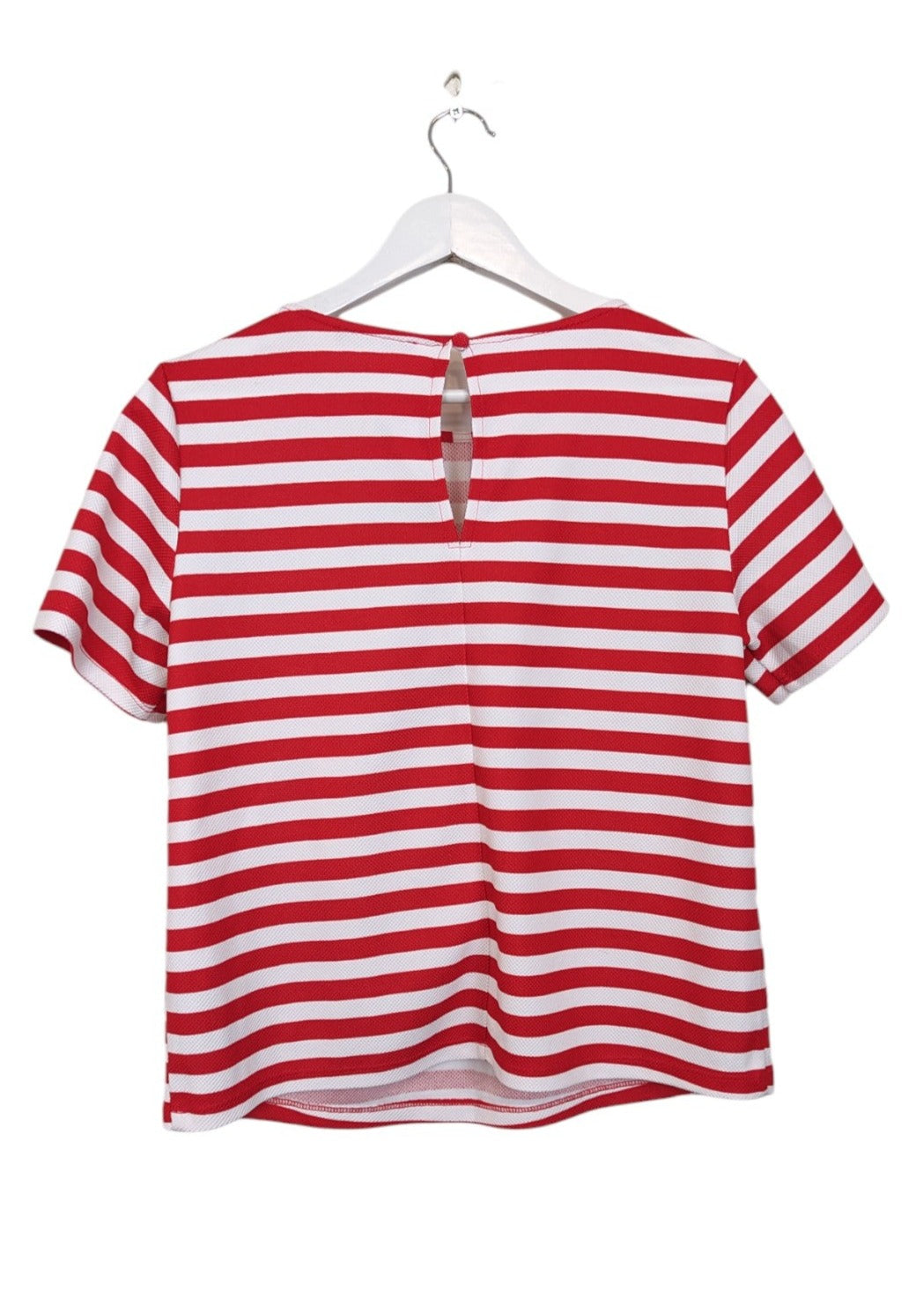 Ριγέ, Γυναικεία, Κοντομάνικη Μπλούζα GEORGE σε Κόκκινο-Λευκό χρώμα (Medium)