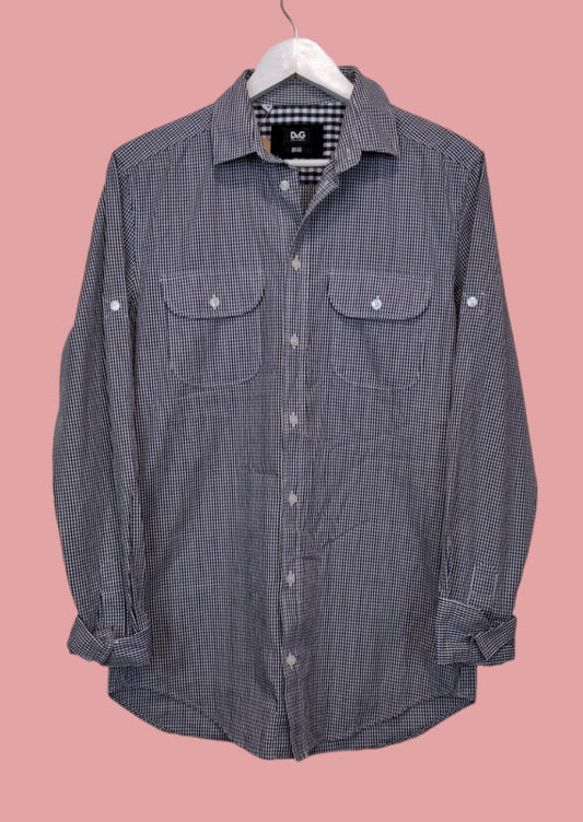 Καρό Ανδρικό Πουκάμισο DOLCE&GABANA σε Λευκό/Μπλε  χρώμα (Small/ No. 15 1/2)