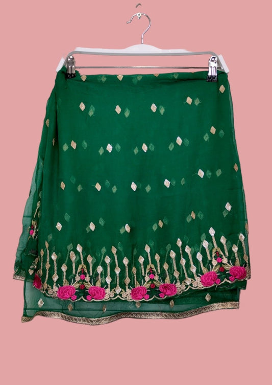 Vintage, Ινδικό Παραδοσιακό Σάρι σε Πράσινο χρώμα