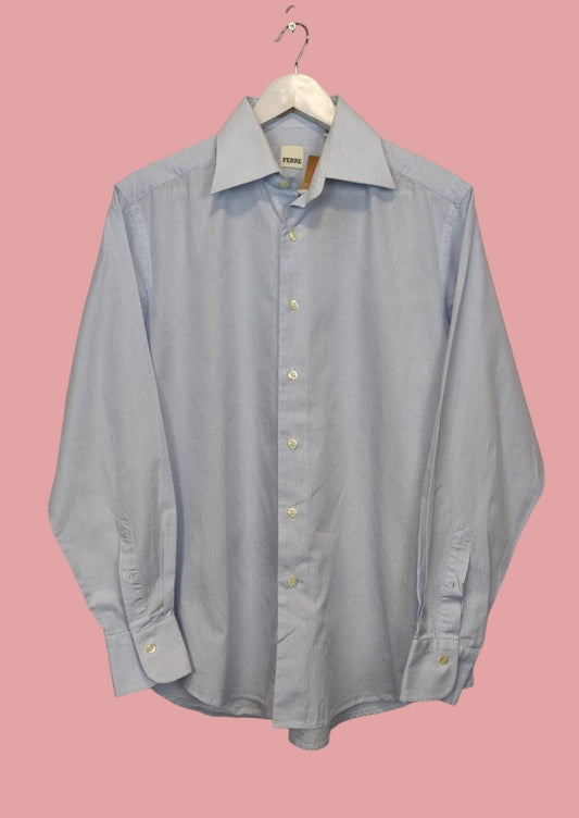 Πτι Καρό Ανδρικό Πουκάμισο FERRE σε Γαλάζιο χρώμα (Medium)