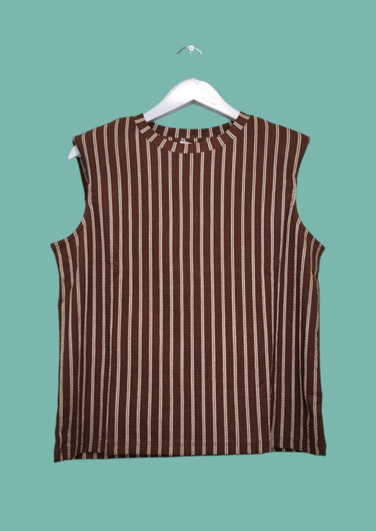 Outlet, Αμάνικη Γυναικεία Μπλούζα TOM TAILOR σε Σοκολά Χρώμα (M/L)
