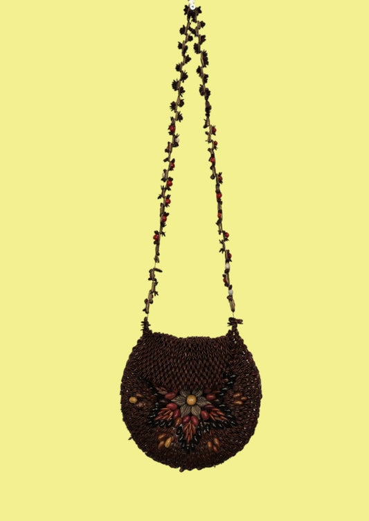 Boho, Vintage Τσάντα Ώμου σε Καφέ χρώμα