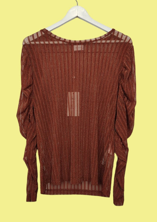 Outlet, Lurex, Γυναικεία Μπλούζα VILA σε Σοκολά Χρώμα (L/XL)