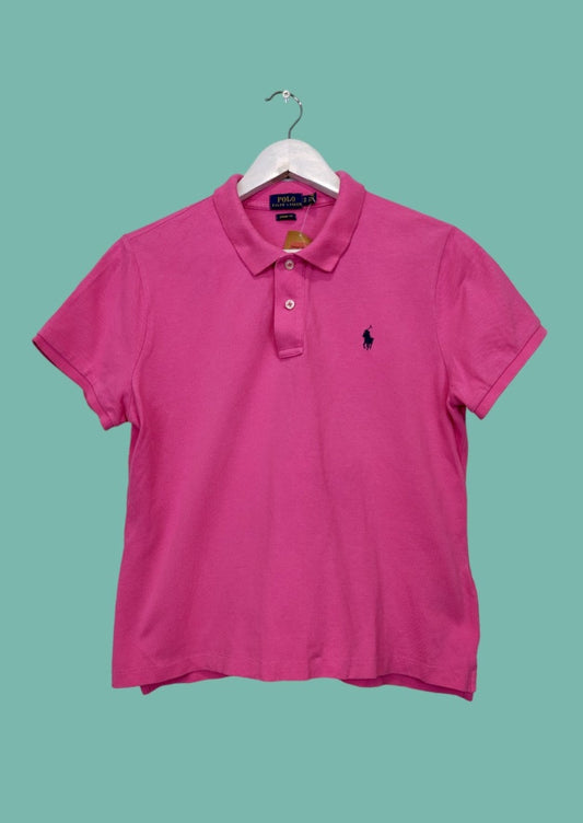 Γυναικεία Μπλούζα - T-Shirt RALPH LAUREN Skinny Fit Polo σε Ροζ Χρώμα (M/L)