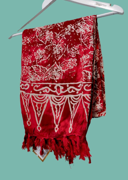 Vintage, Αυθεντική Oriental Πασμίνα/Παρεό σε Κόκκινο χρώμα