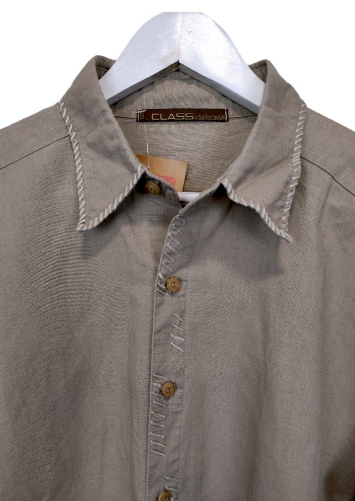 Ανδρικό Πουκάμισο ROBERTO CAVALLI σε Χρώμα της Άμμου (Medium)