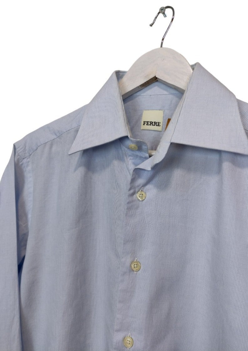 Πτι Καρό Ανδρικό Πουκάμισο FERRE σε Γαλάζιο χρώμα (Medium)