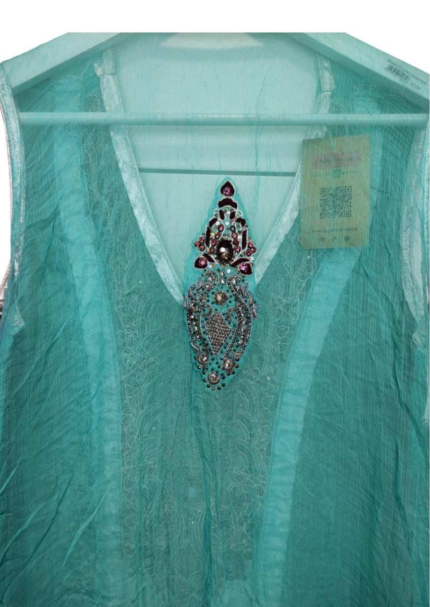 Έθνικ, Vintage, Oriental Καφτάνι σε Βεραμάν Χρώμα με Μωβ - Βουργουνδί νερά (Small)