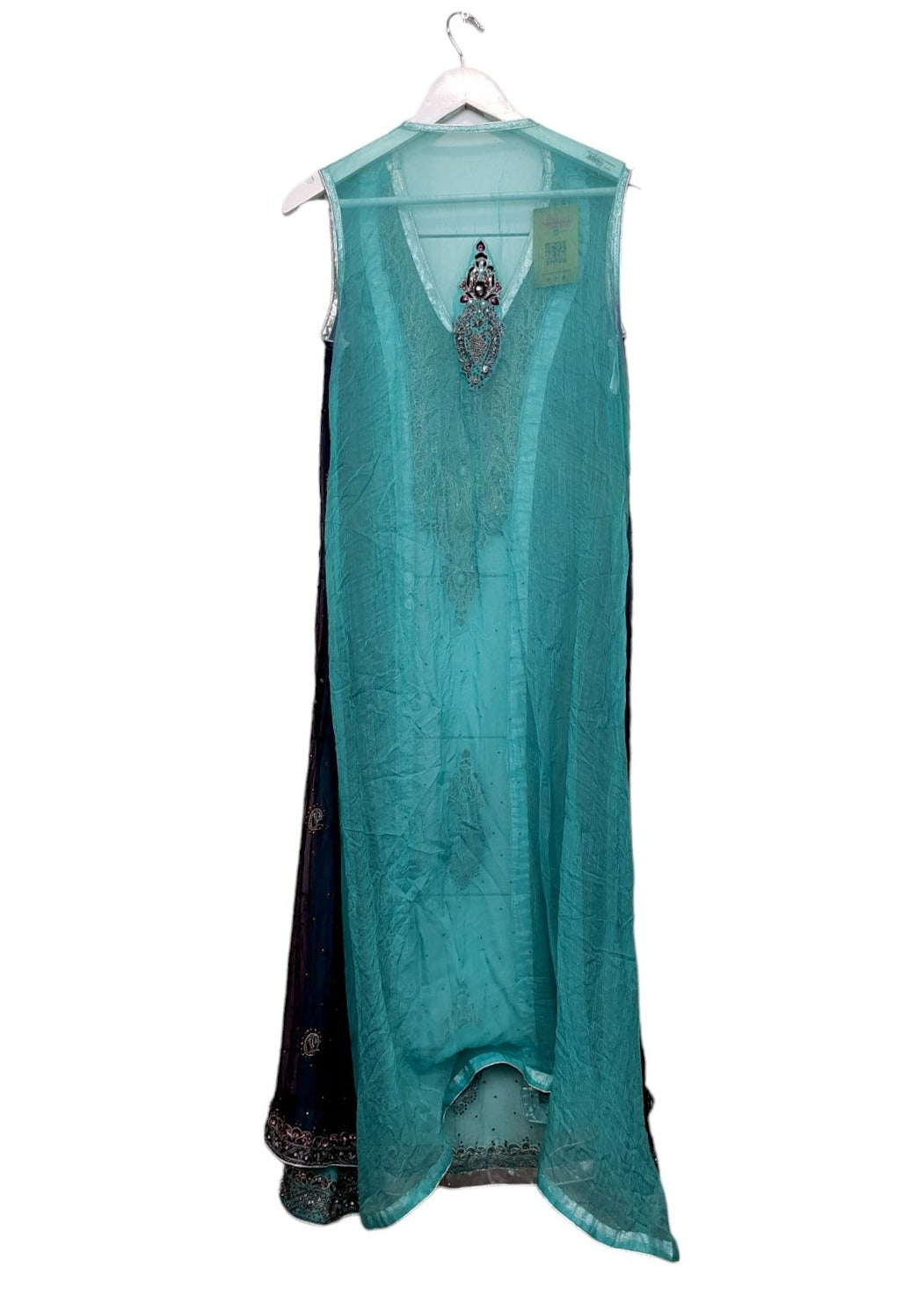 Έθνικ, Vintage, Oriental Καφτάνι σε Βεραμάν Χρώμα με Μωβ - Βουργουνδί νερά (Small)