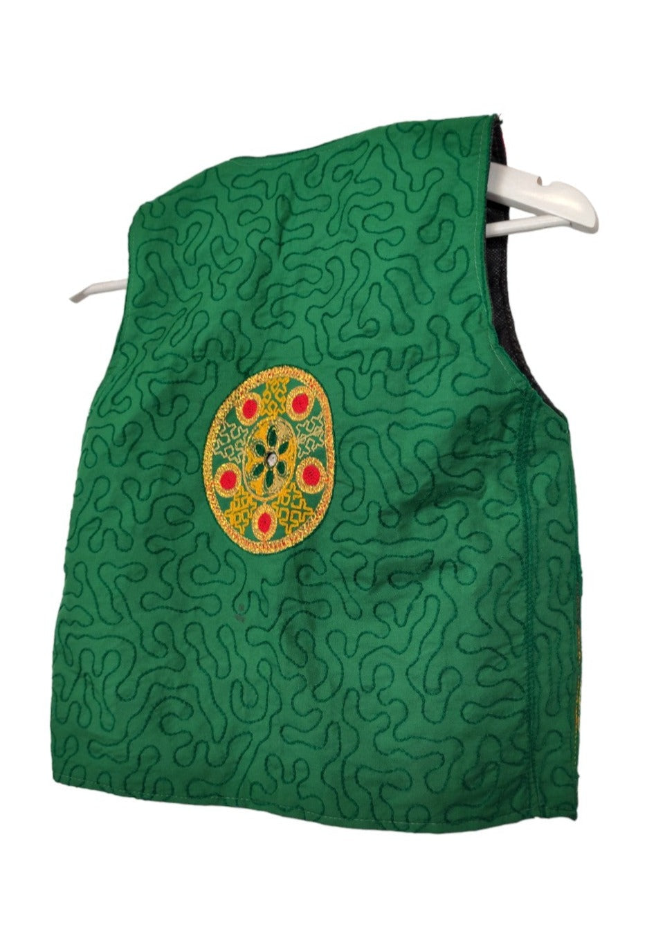 Vintage, Έθνικ Γυναικείο Γιλέκο σε Πράσινο Χρώμα με Lurex Λεπτομέρειες (Small)