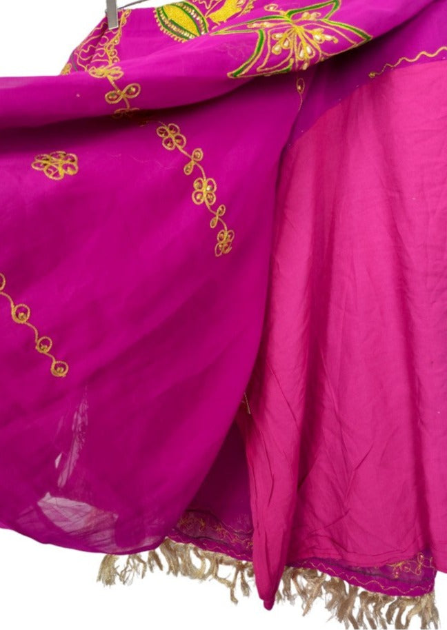 Vintage, Ινδικό Παραδοσιακό Σάρι σε Φούξια-Μωβ χρώμα