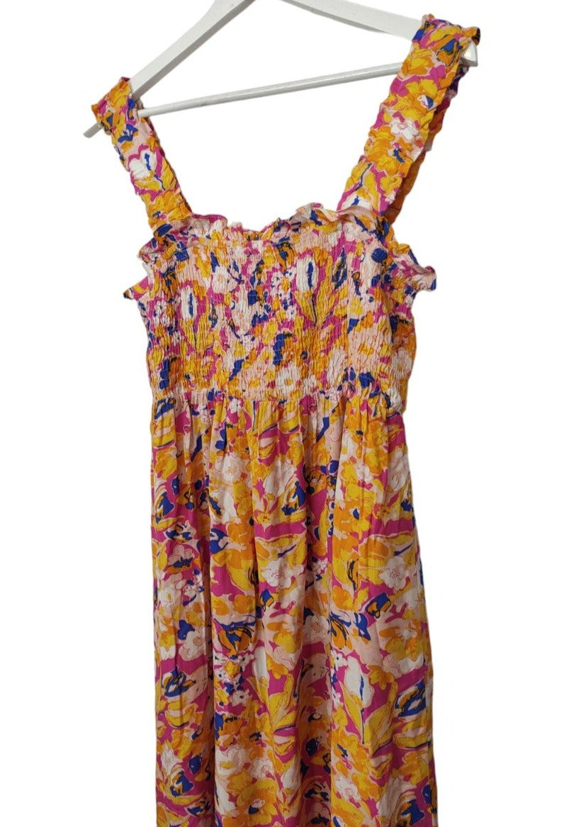Outlet, Maxi Φόρεμα "Σφηκοφωλιά" VILA σε Καλοκαιρινά χρώματα Σχέδιο (Medium-38(EUR))